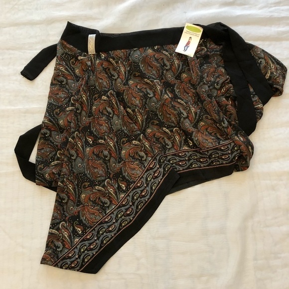 Silk one of a kind versatile wrap around tunic skirt halter top. Boho Paisley - Picture 8 of 14